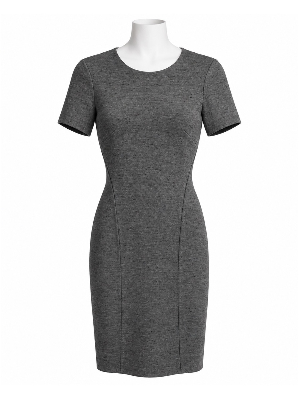 Size S Wilfred Women’s Grey Heather Short Sleeve Fitted Sheath Dress Exposed Zip